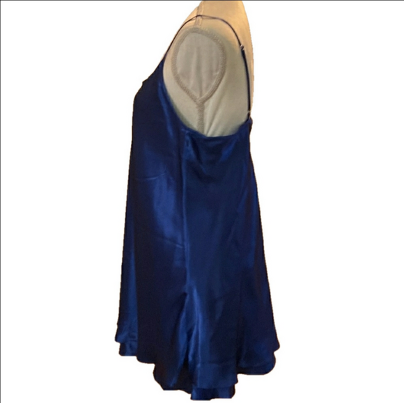 Vintage MED The Lingerie Collection Teddy Nightie Gown Silk Royal Blue M - Picture 10 of 11